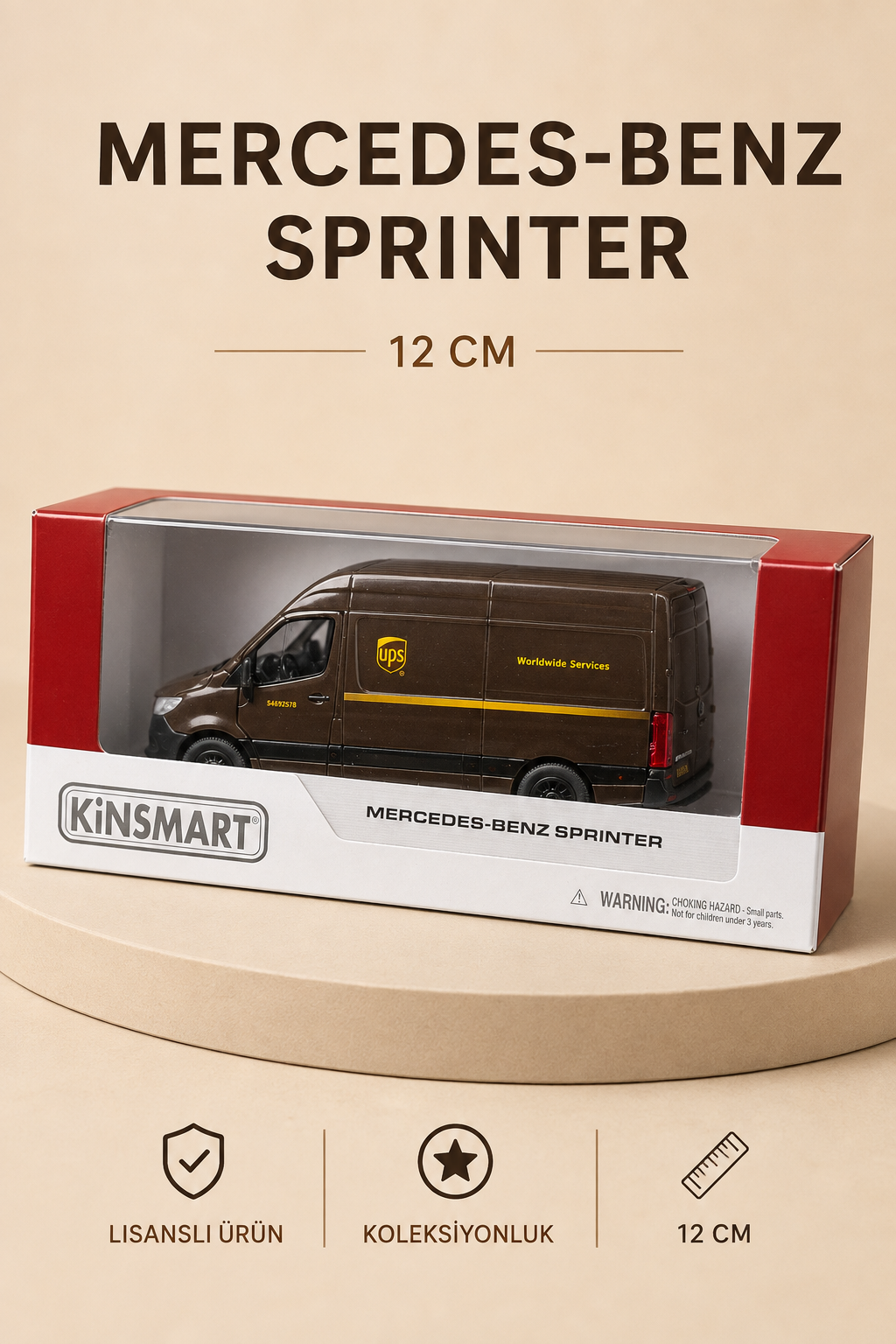 Mercedes-Benz Sprinter UPS 12 cm Lisanslı Kutulu Metal Model Araç