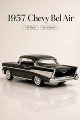 1957 Chevrolet Bel Air Siyah Coupe 1:18 Ölçek 30 cm Model Araba