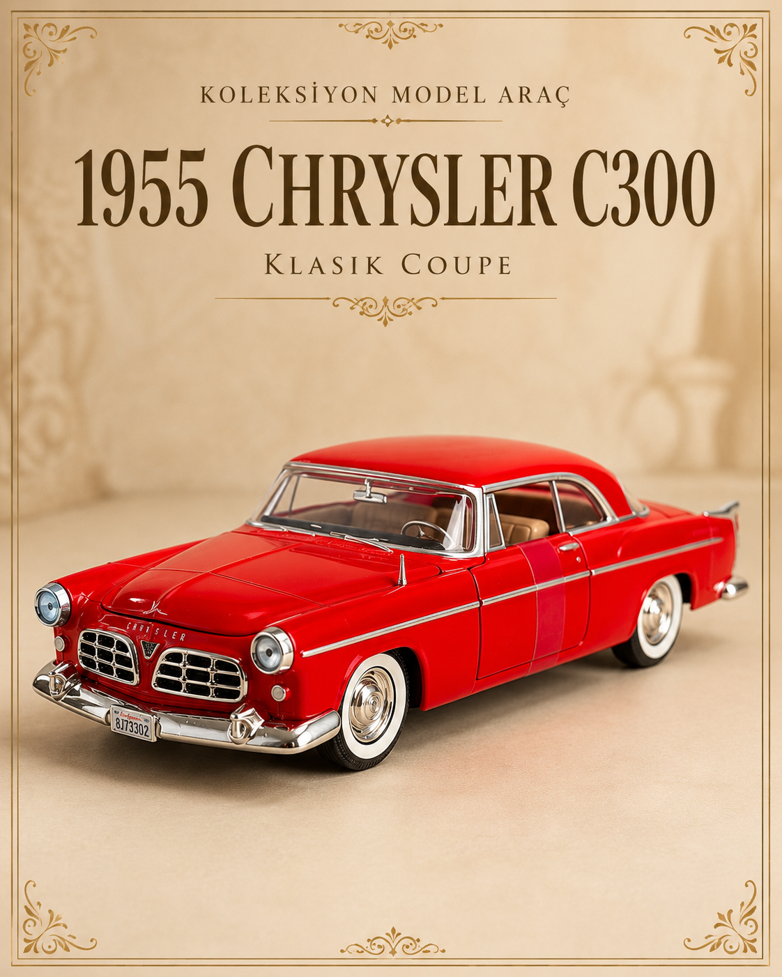 1955 Chrysler C300 - 1:24 Nostaljik Metal Araba