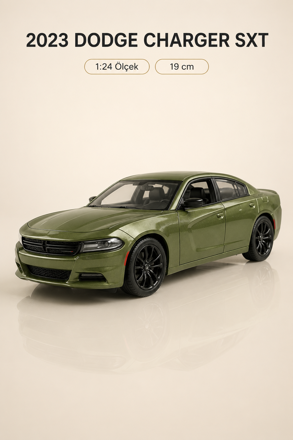 2023 Dodge Charger SXT Yeşil 1:24 Ölçek 19 cm Koleksiyonluk Model Araba