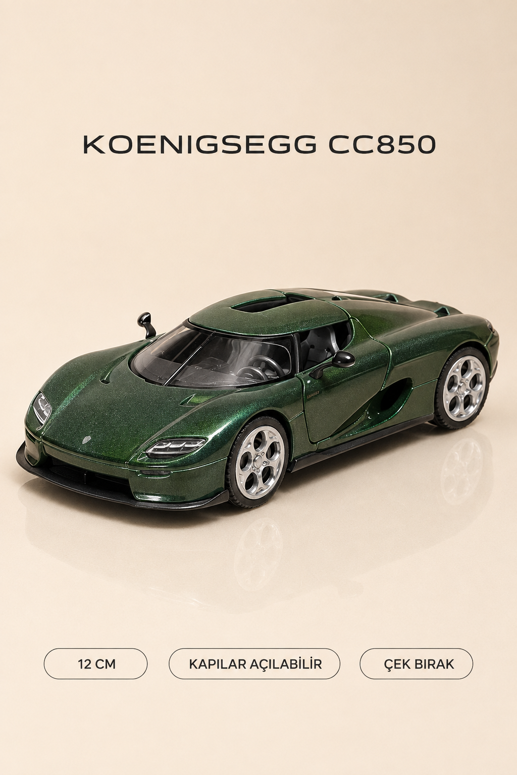 Koenigsegg CC850 Metal Çek Bırak Araç 12 cm - 4 Renk Seçeneği
