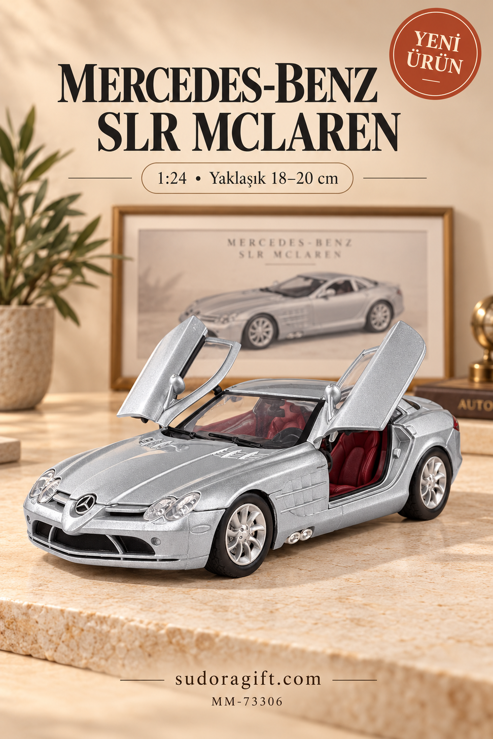 Motormax Mercedes-Benz SLR McLaren 1:24 Metal Model Araba – MM-73306 – Kapıları açık