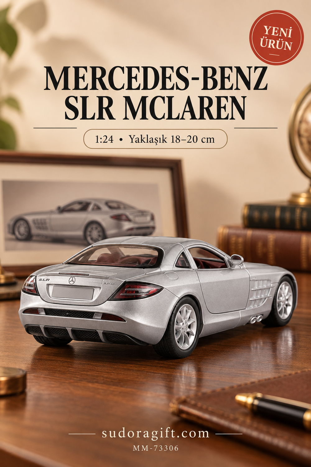 Motormax Mercedes-Benz SLR McLaren 1:24 Metal Model Araba – MM-73306 – Arka görünüm