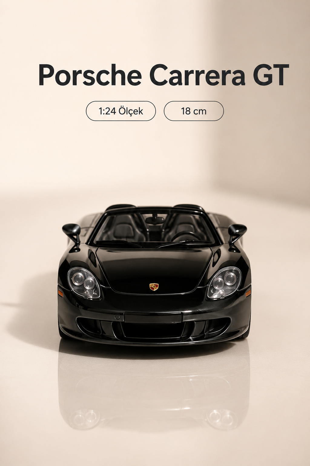 Porsche Carrera GT Siyah 1:24 Ölçek 18 cm Koleksiyonluk Model Araba