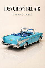 1957 Chevrolet Bel Air Mavi Cabrio 1:18 Ölçek 30 cm Model Araba