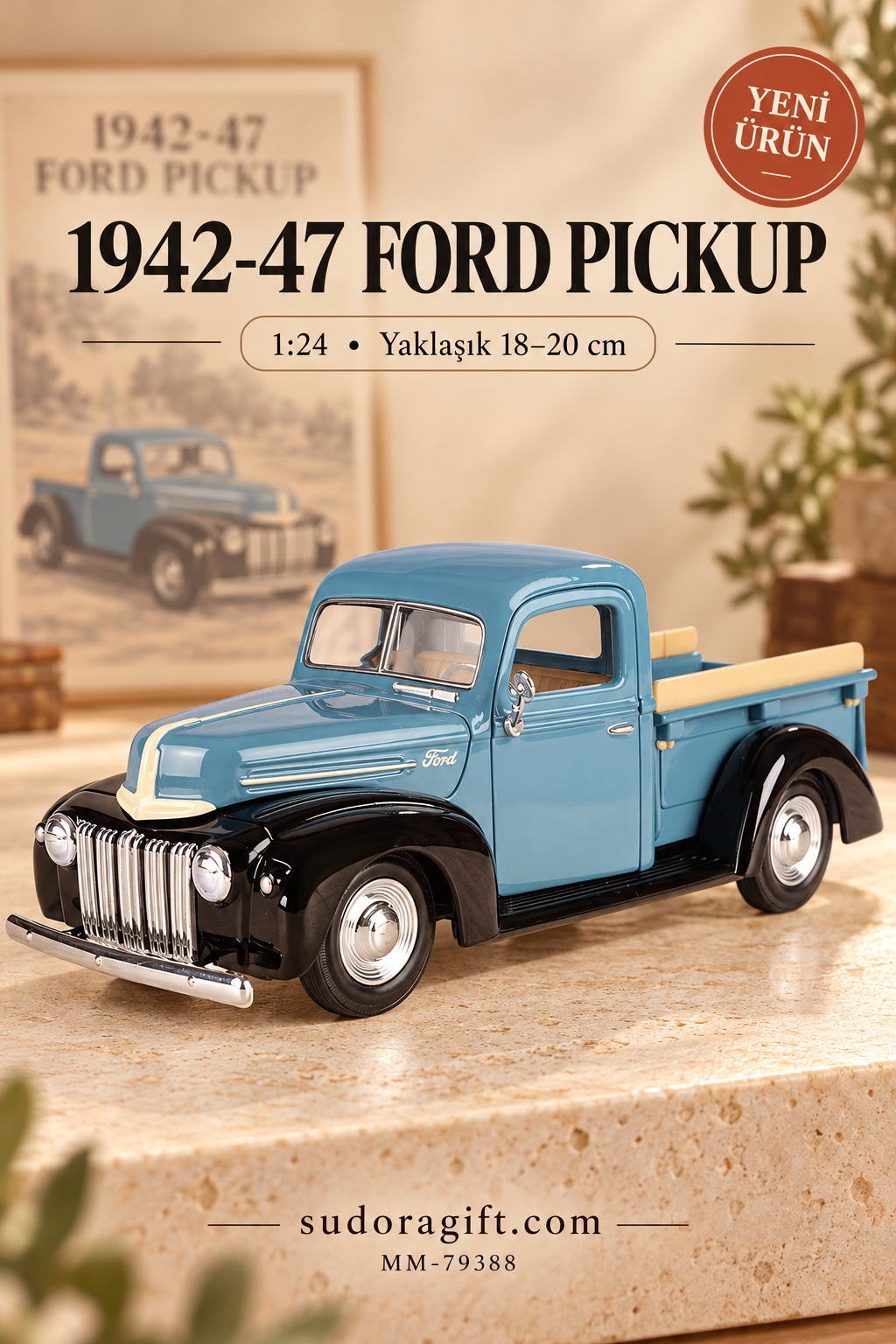 Motormax 1942–47 Ford Pickup 1:24 Metal Model Araba – MM-79388 – Detay