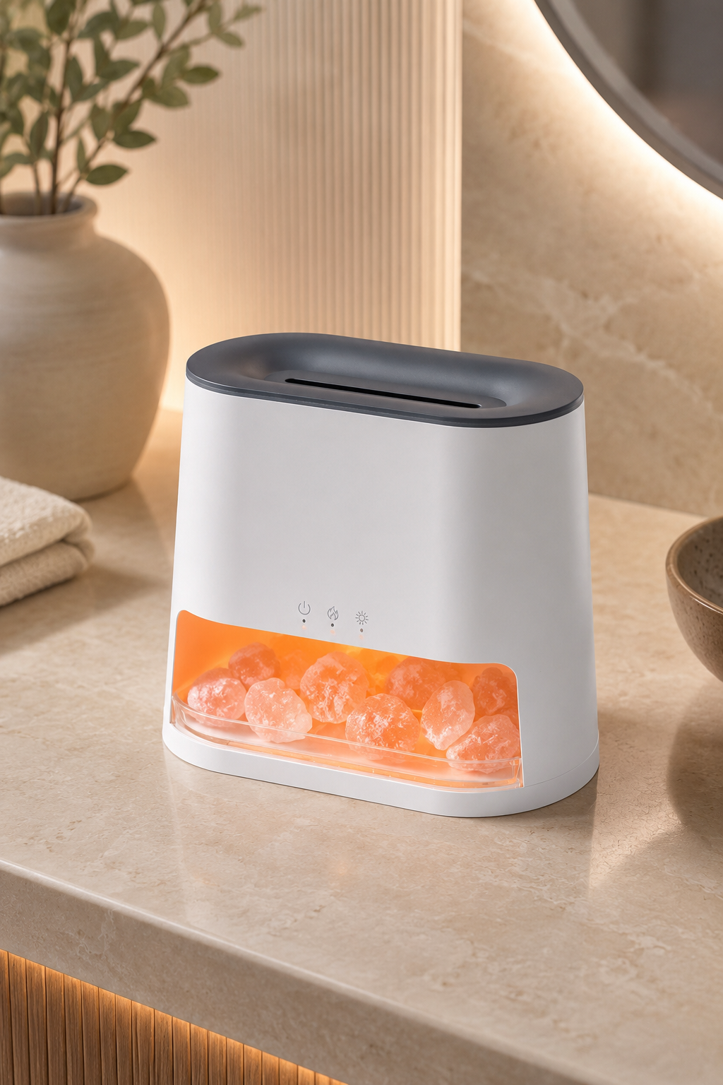 Tuz Taşlı Aroma Difüzör Hava Nemlendirici LED Işıklı Hediyelik Eşya