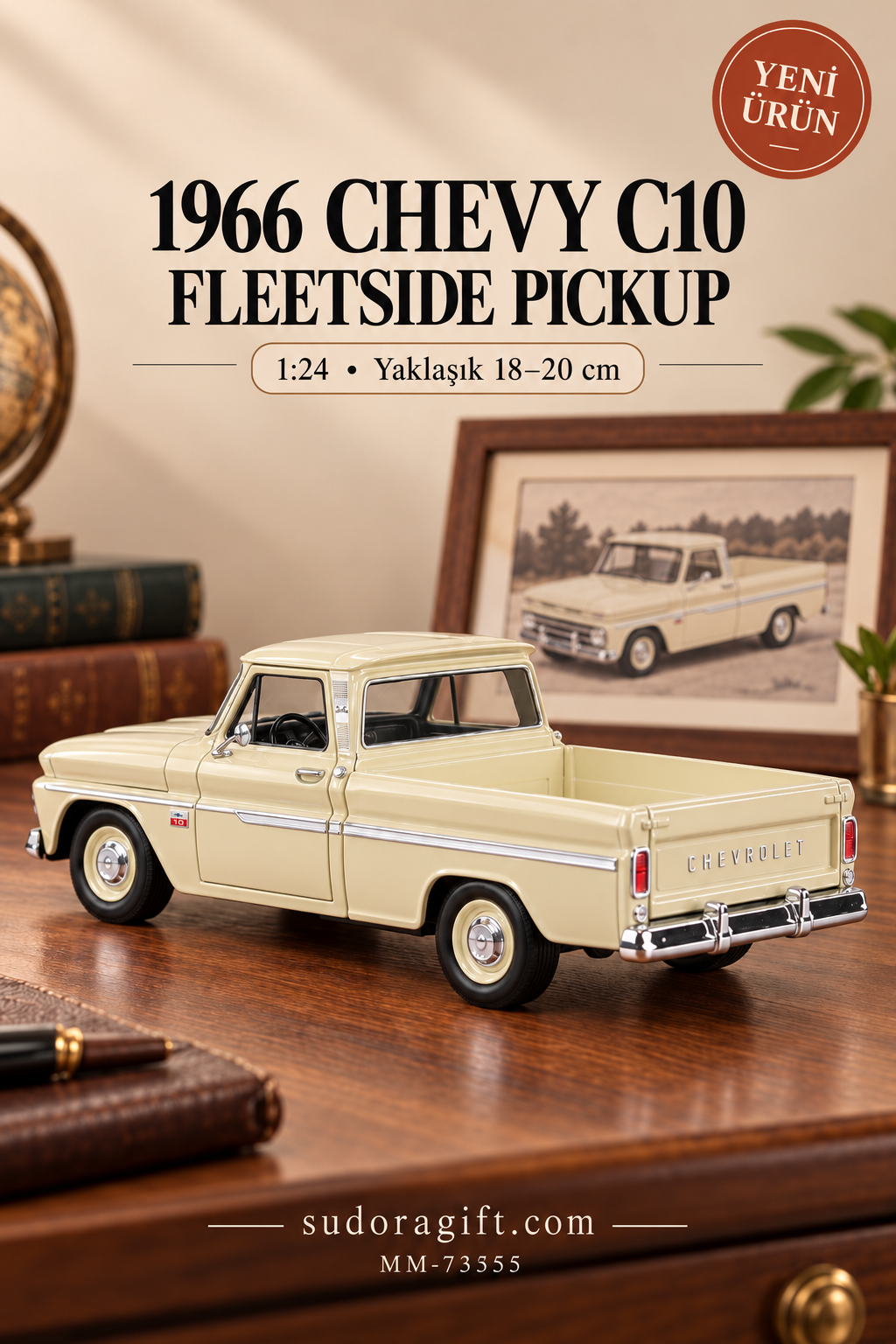 Motormax 1966 Chevrolet C10 Fleetside Pickup 1:24 Metal Model Araba