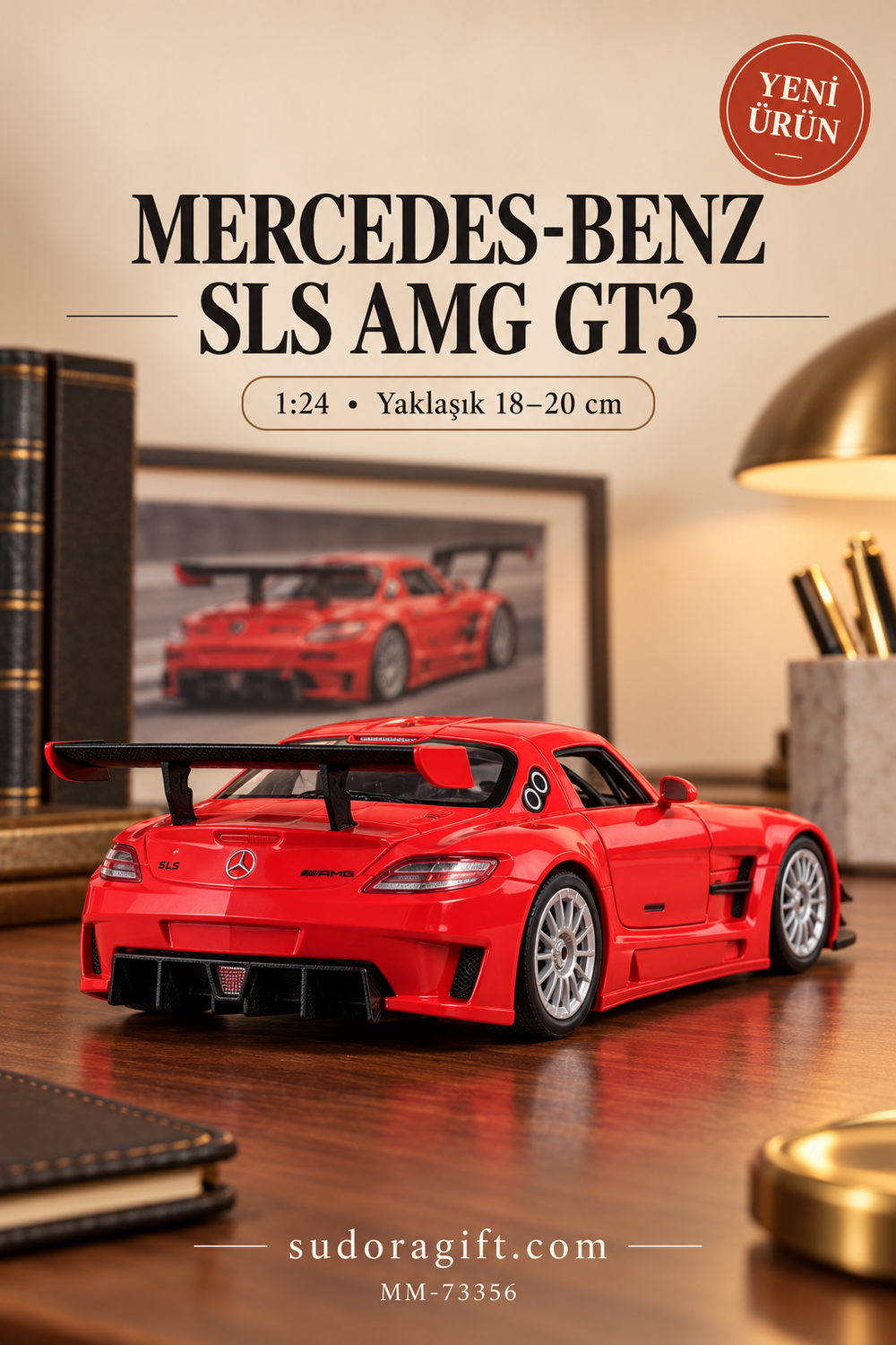 Motormax Mercedes-Benz SLS AMG GT3 1:24 Metal Model Araba – MM-73356 – Arka görünüm