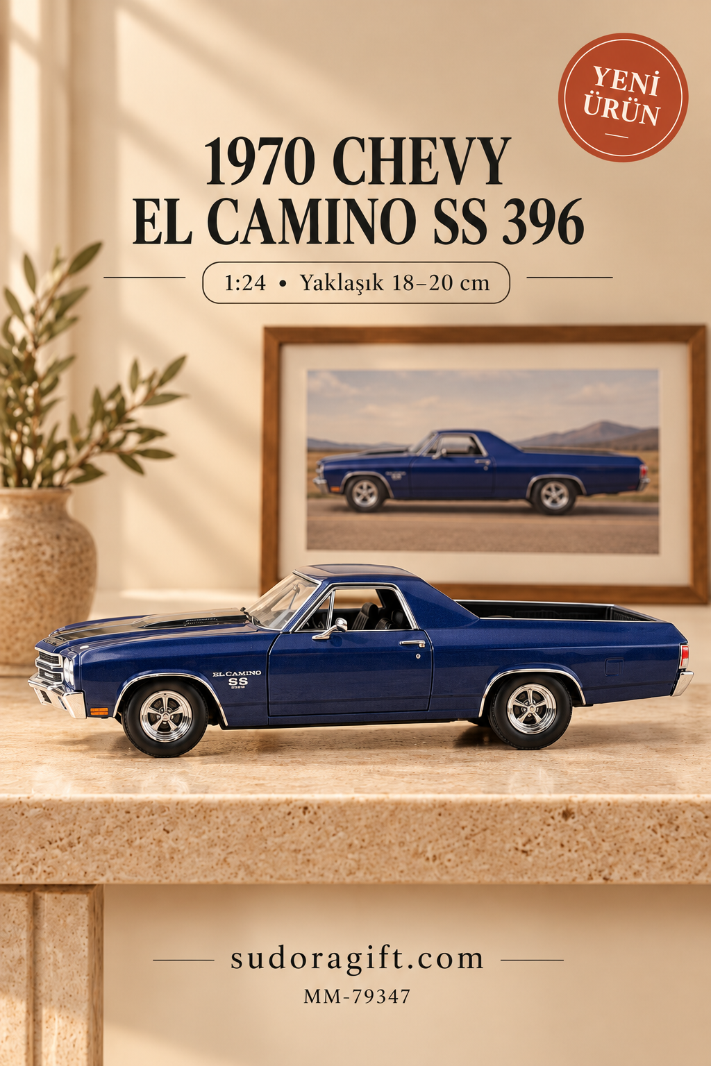 Motormax 1970 Chevrolet El Camino SS 396 1:24 Metal Model Araba