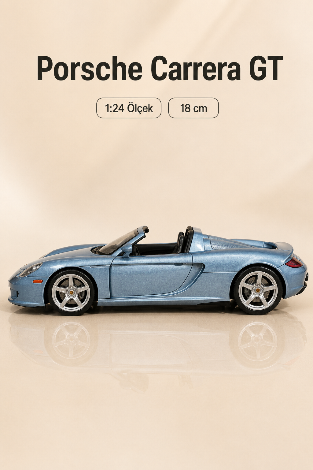 Porsche Carrera GT Açık Mavi 1:24 Ölçek 18 cm Koleksiyonluk Model Araba