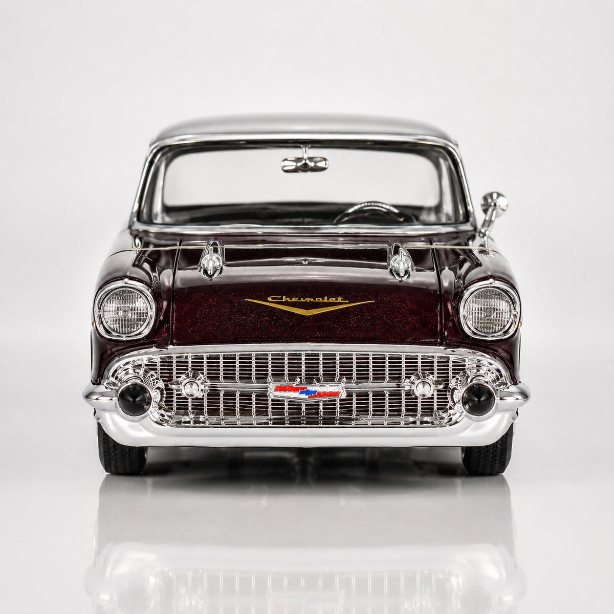 1957 Chevy Bel Air (Bordo) 1:24 Seri Nostaljik Metal Araba