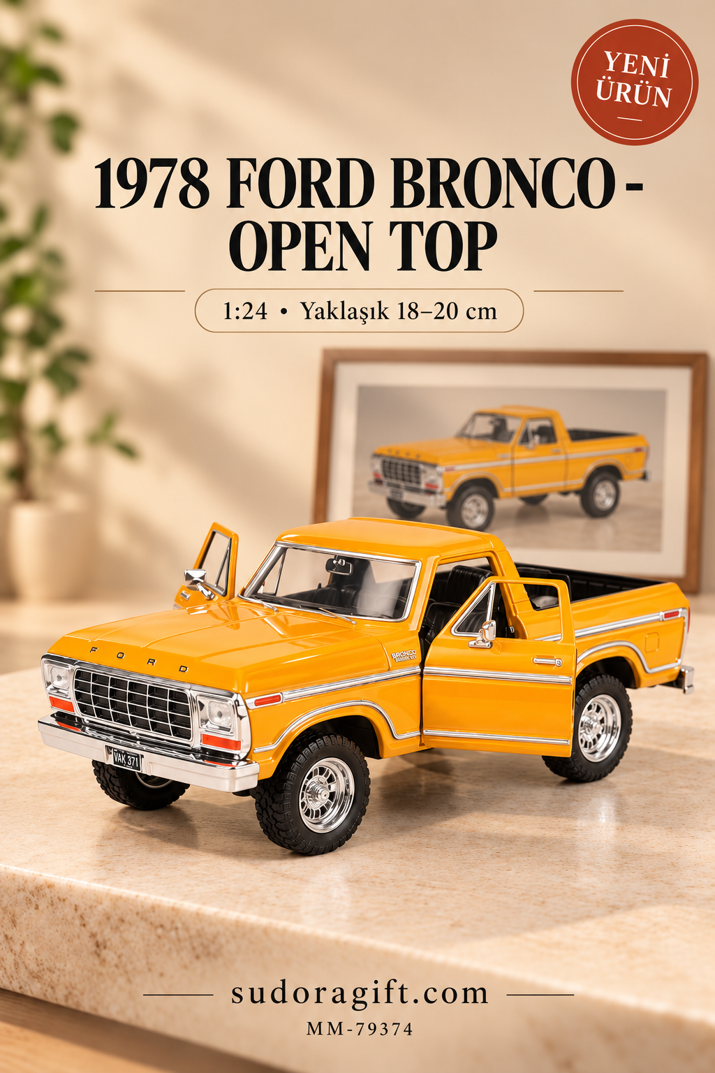 Motormax 1978 Ford Bronco Open Top 1:24 Metal Model Araba