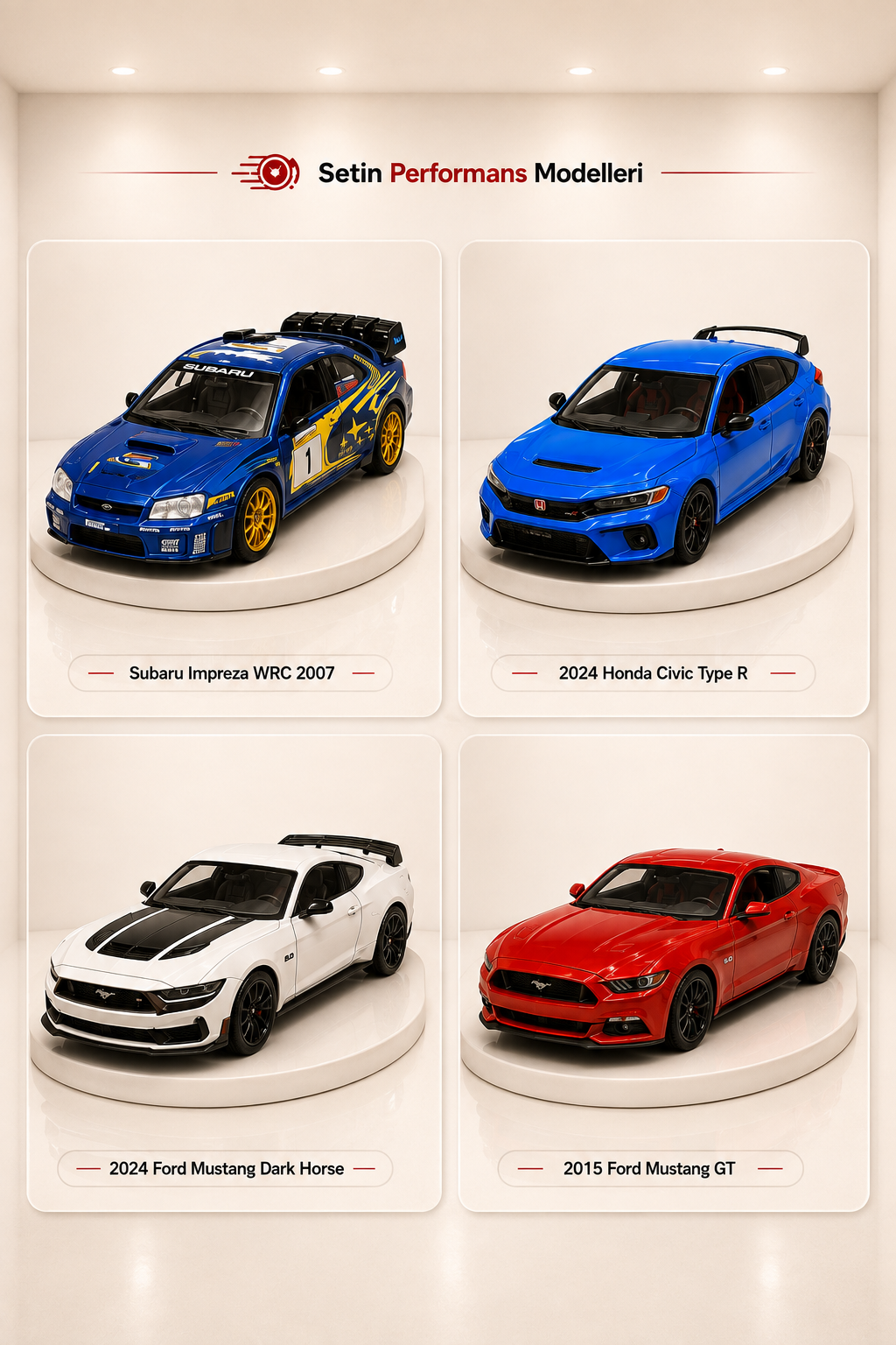 Die-Cast Koleksiyonluk Araba Seti - 8 Model Tek Pakette