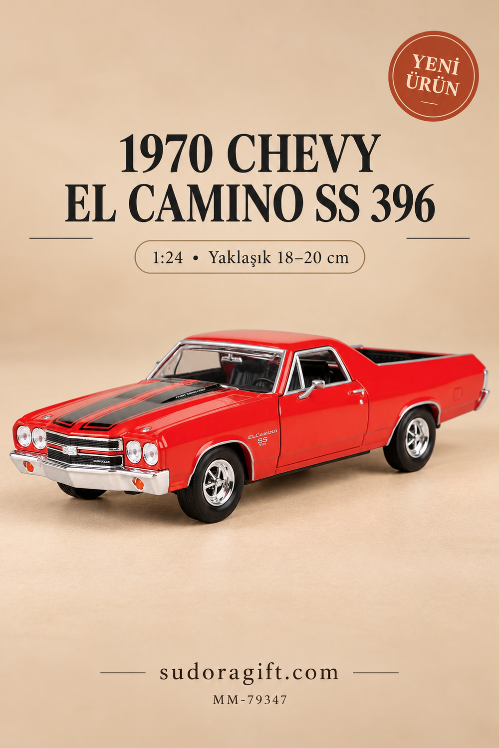 Motormax 1970 Chevrolet El Camino SS 396 1:24 Metal Model Araba – MM-79347 – Ana görsel