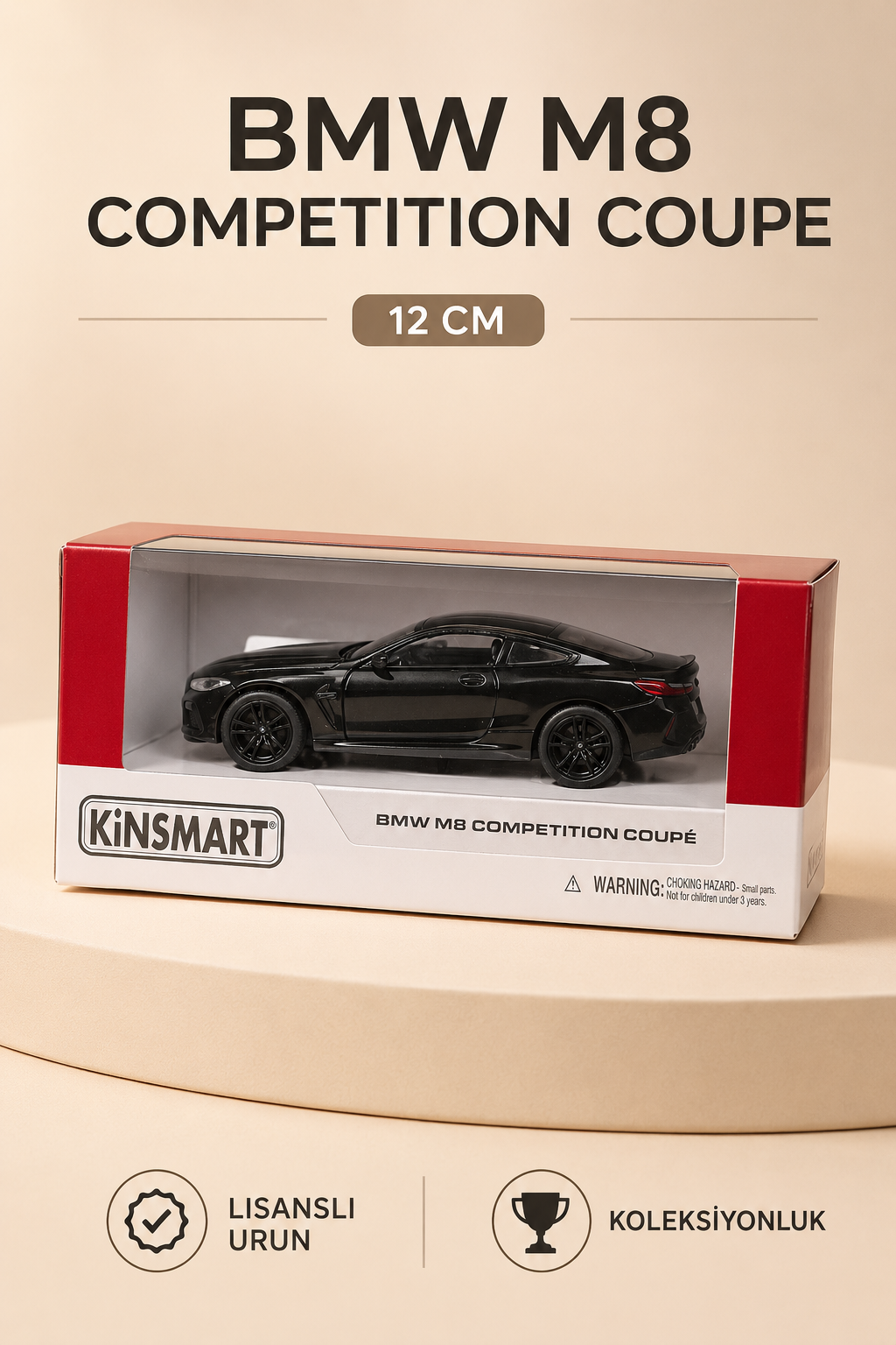 BMW M8 Competition Coupé 12 cm Lisanslı Kutulu Metal Model Araba - Siyah