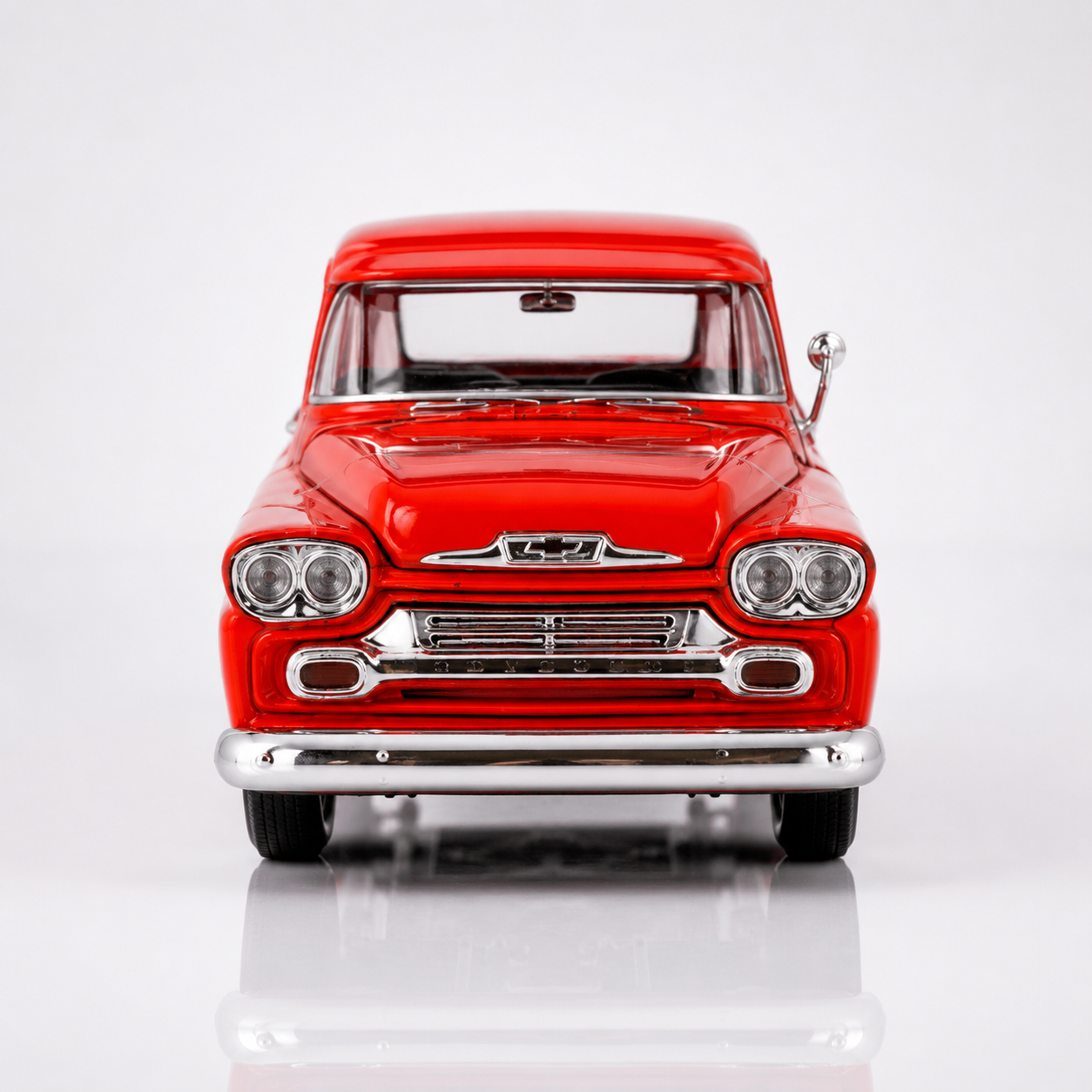 1958 Chevy Apache Fleetside Pickup (Kırmızı) 1:24 Seri Nostaljik Metal Araba