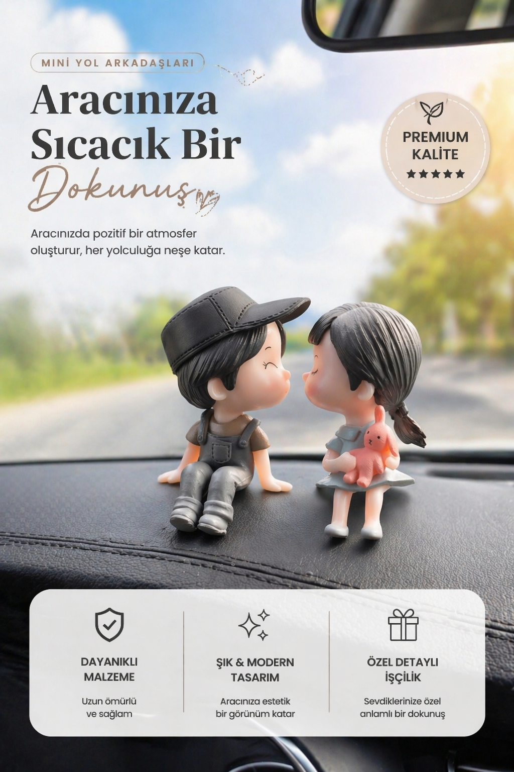 Sevimli Çift Figürü Dekoratif Mini Heykel Polyresin Biblo Çok Renkli