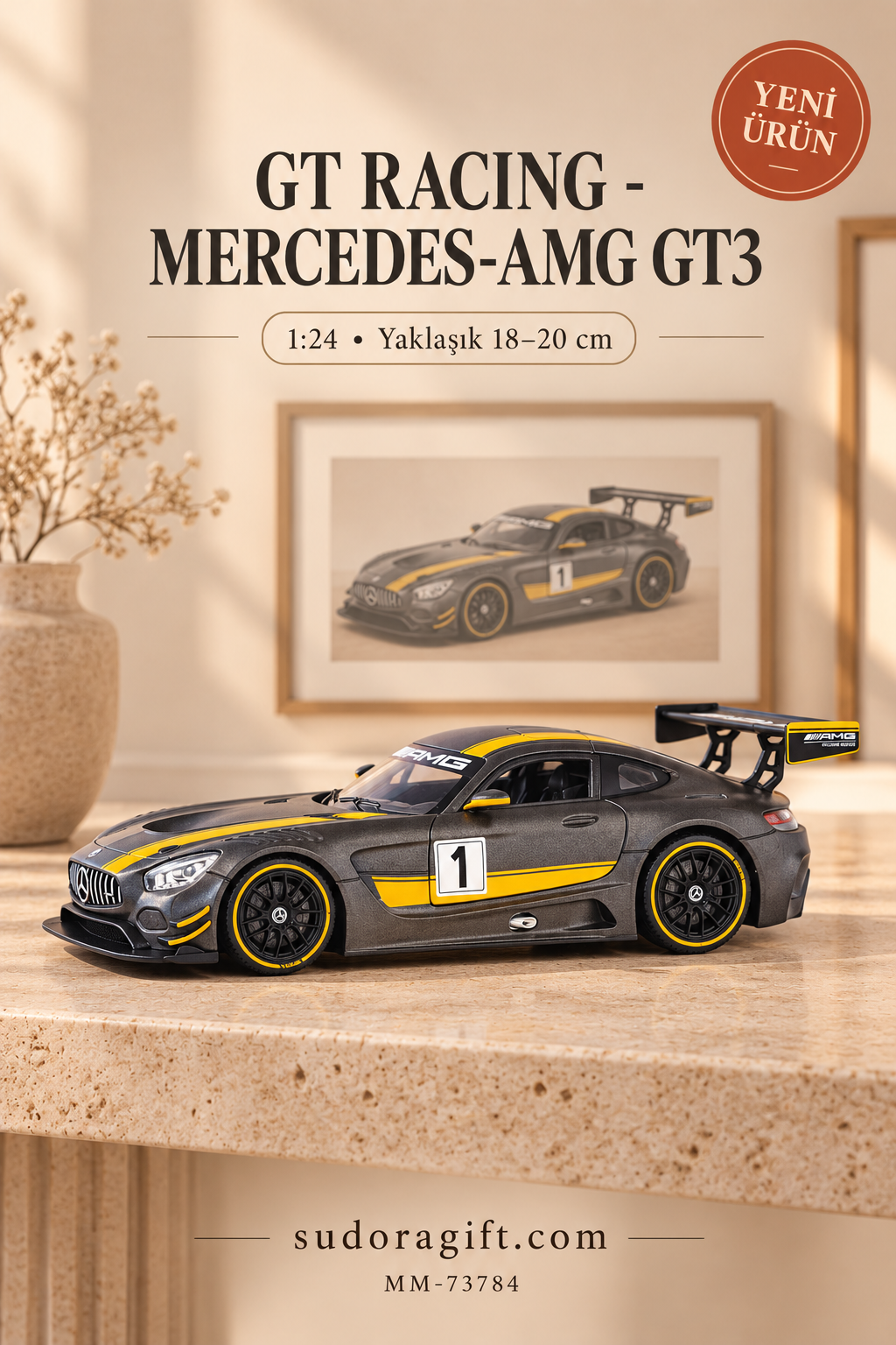 Motormax GT Racing Mercedes-AMG GT3 1:24 Metal Model Araba – MM-73784 – Sol görünüm