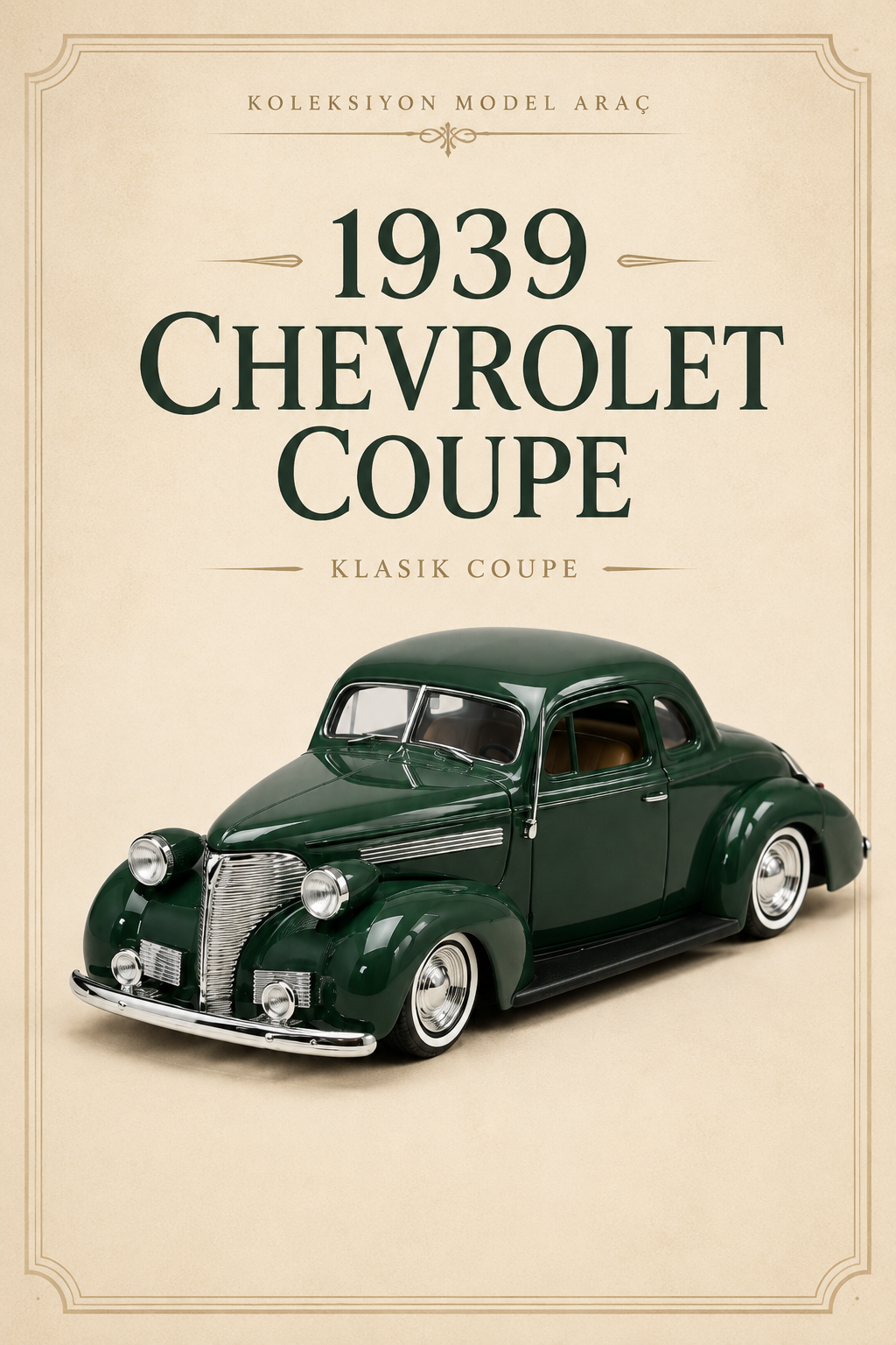1939 Chevrolet Coupe - 1:24 Nostaljik Metal Araba Hediyelik