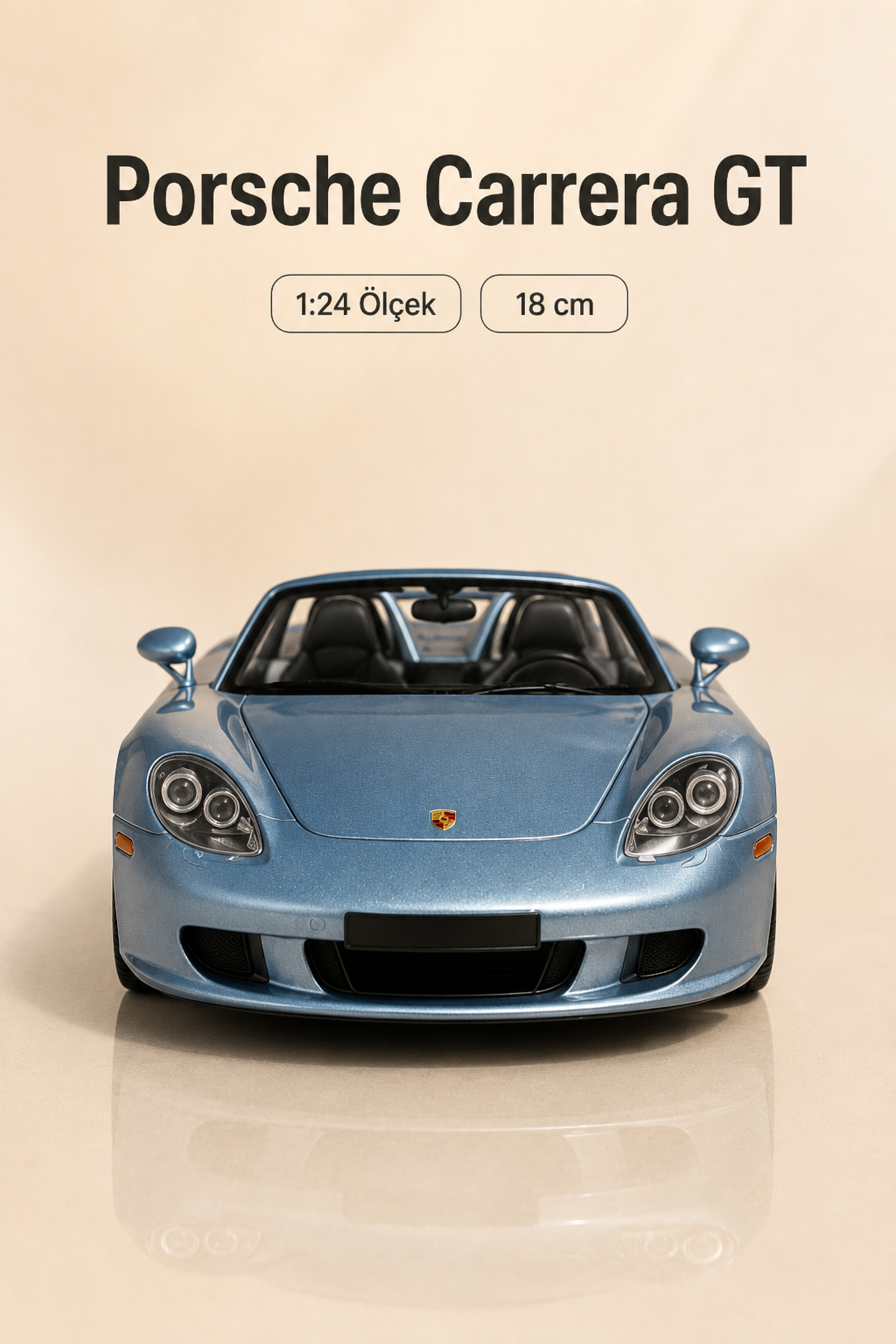 Porsche Carrera GT Açık Mavi 1:24 Ölçek 18 cm Koleksiyonluk Model Araba