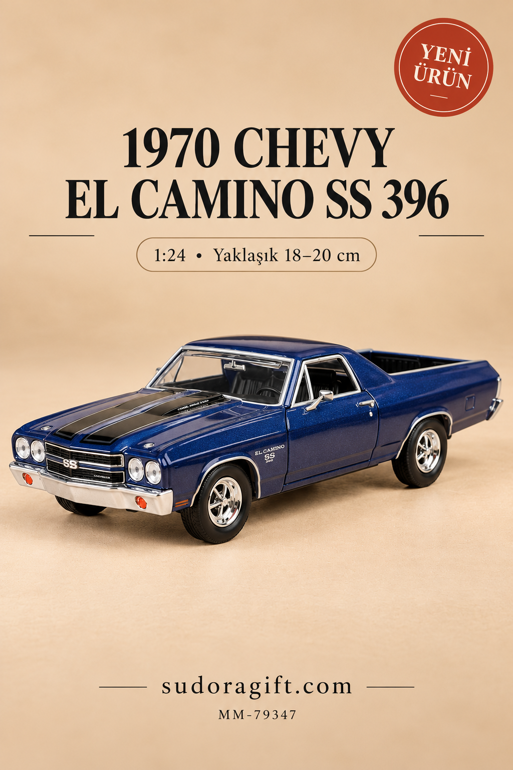 Motormax 1970 Chevrolet El Camino SS 396 1:24 Metal Model Araba