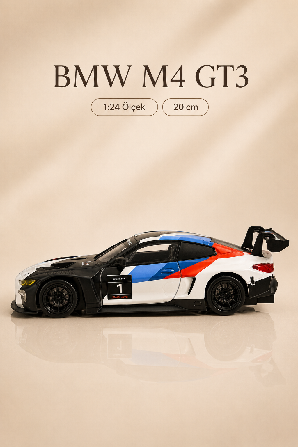 BMW M4 GT3 M Motorsport Desenli 1:24 Ölçek 20 cm Koleksiyonluk Model Araba