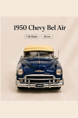 1950 Chevy Bel Air 1:18 Koyu Mavi Ölçek 30 cm Metal Die Cast Model Araba