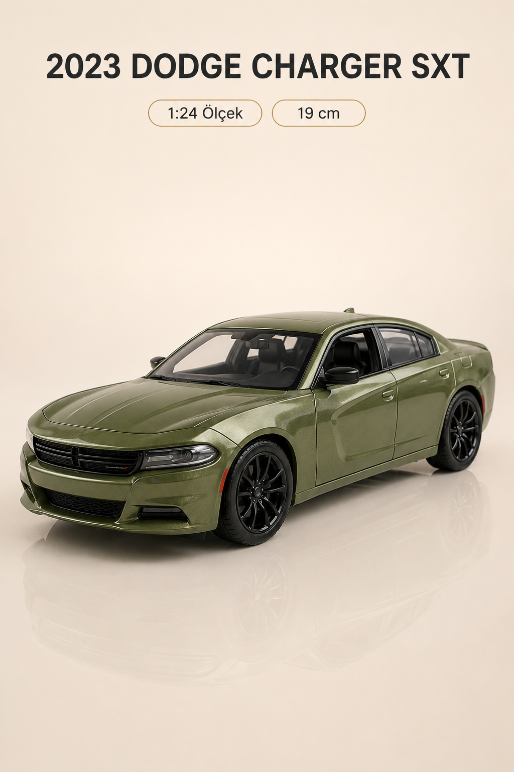 2023 Dodge Charger SXT Yeşil 1:24 Ölçek 19 cm Koleksiyonluk Model Araba