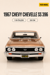 1967 Chevy Chevelle SS 396 1:18 Ölçek Metal Model Araba – 28 CM Koleksiyonluk Die-Cast