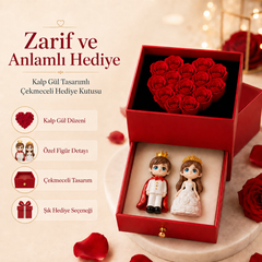 Romantik Figürlü Güllü Kutu (Çekmeceli Tasarım)