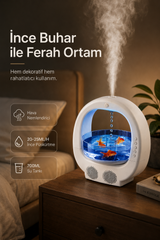 Akvaryumlu Bluetooth Hoparlörlü Hava Nemlendirici – Anti-Gravity Damla Efektli RGB Işıklı Mini Humidifier Y11