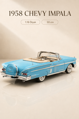 1958 Chevrolet Impala Mavi Cabrio 1:18 Ölçek 30 cm Model Araba