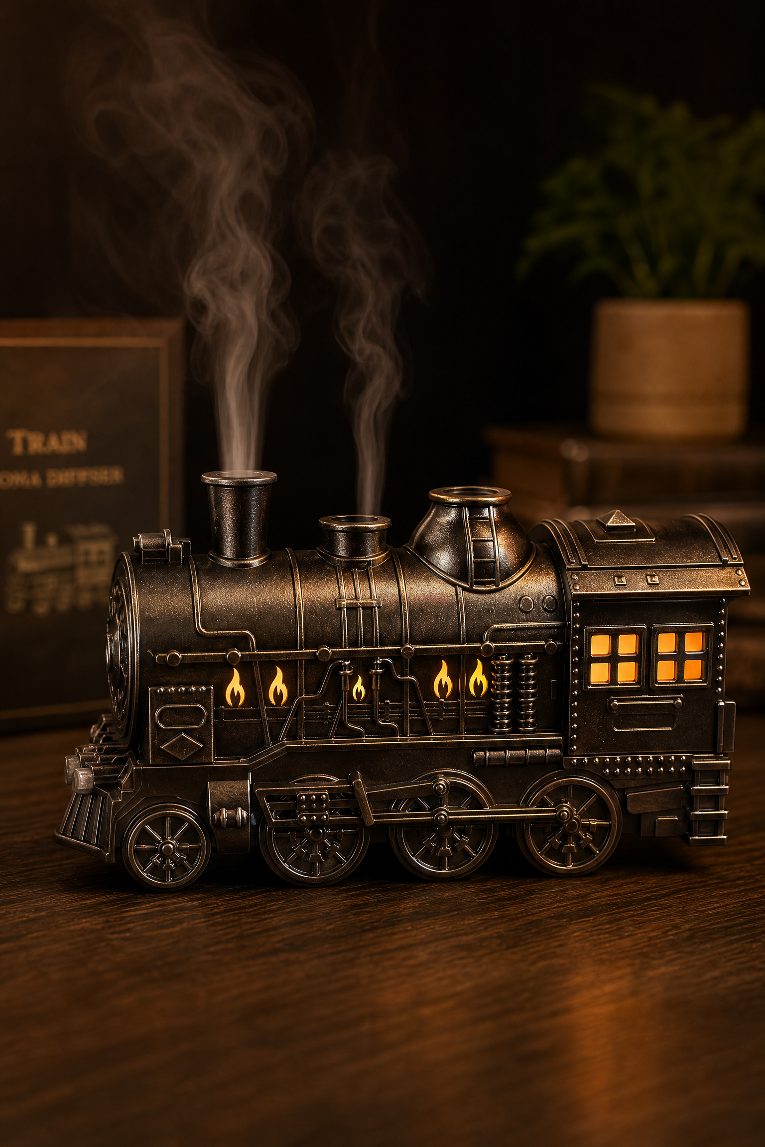 Tren Hava Nemlendirici ve Aroma Difüzör - 24x14 cm - Antik Bronz
