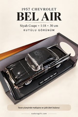 1957 Chevrolet Bel Air Siyah Coupe 1:18 Ölçek 30 cm Model Araba