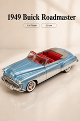 1949 Buick Roadmaster Mavi Beyaz Cabrio 1:18 Ölçek 30 cm Model Araba