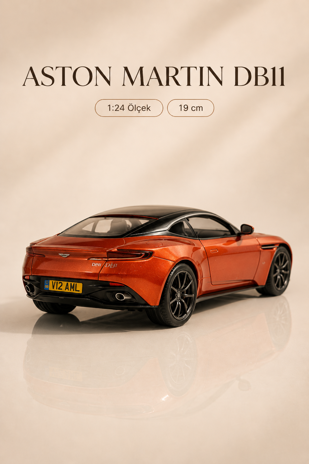 Aston Martin DB11 Turuncu Bakır 1:24 Ölçek 19 cm Model Araba