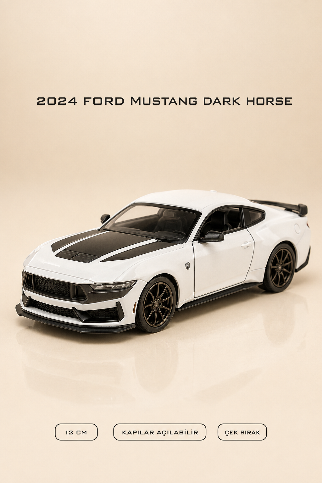 2024 Ford Mustang Dark Horse Metal Çek Bırak Araç 12 cm - 4 Renk Seçeneği