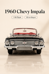 1960 Chevrolet Impala Siyah Cabrio 1:18 Ölçek 30 cm Model Araba