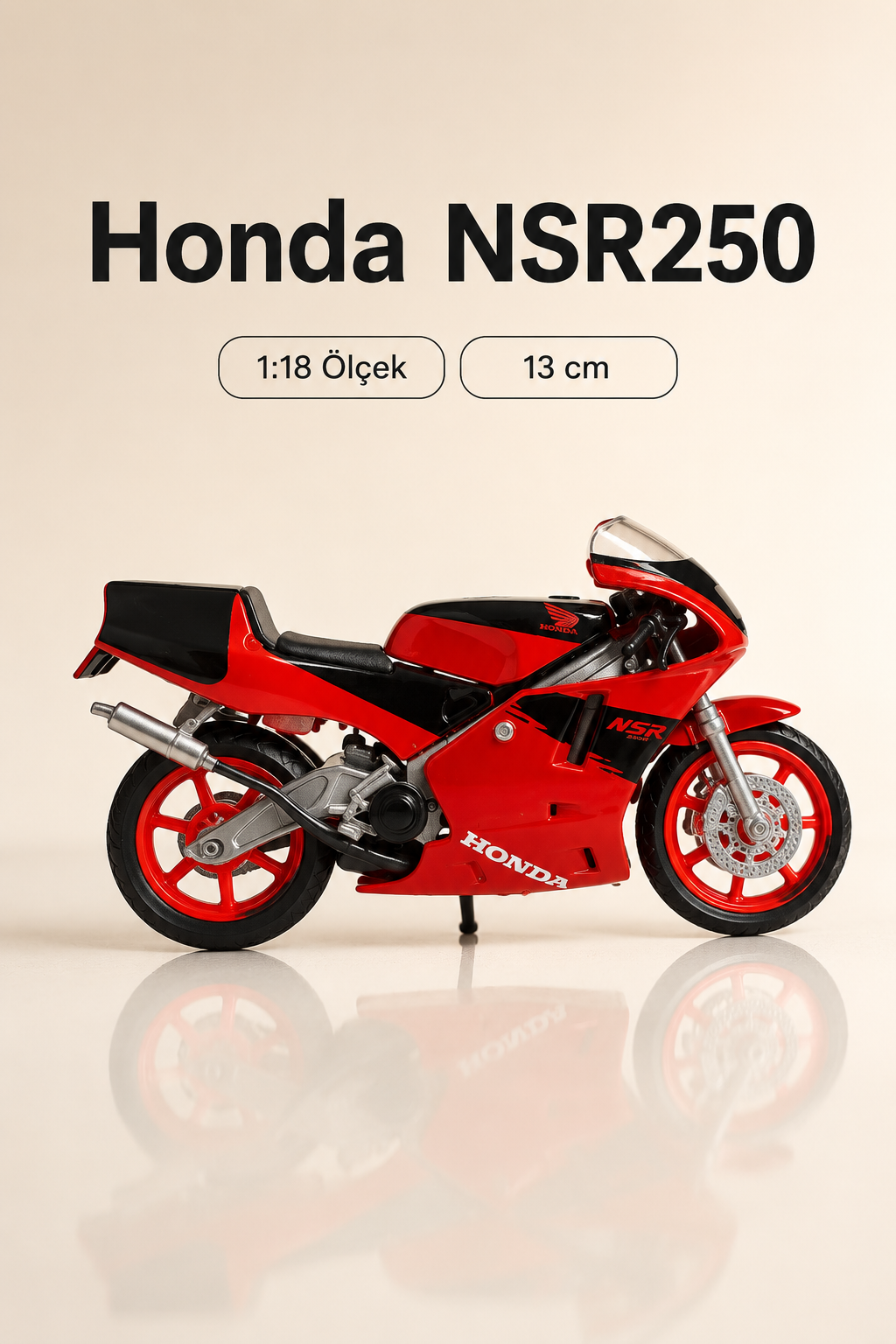 Honda NSR250 1:18 Ölçek Koleksiyonluk Model Motosiklet – 13 cm