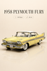 1958 Plymouth Fury Sarı Beyaz 1:18 Ölçek 30 cm Koleksiyonluk Model Araba