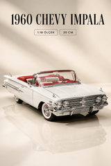 1960 Chevrolet Impala Beyaz Cabrio 1:18 Ölçek 30 cm Model Araba