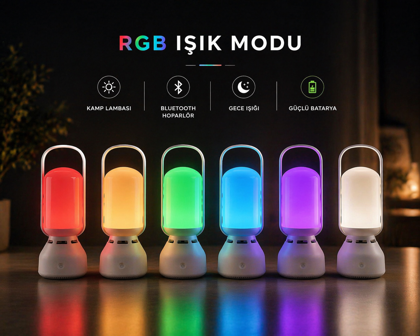 Çok Renkli Bluetooth Müzikçalar & Gece Lambası