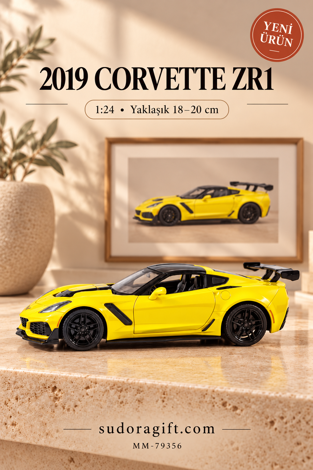 Motormax 2019 Chevrolet Corvette ZR1 1:24 Metal Model Araba