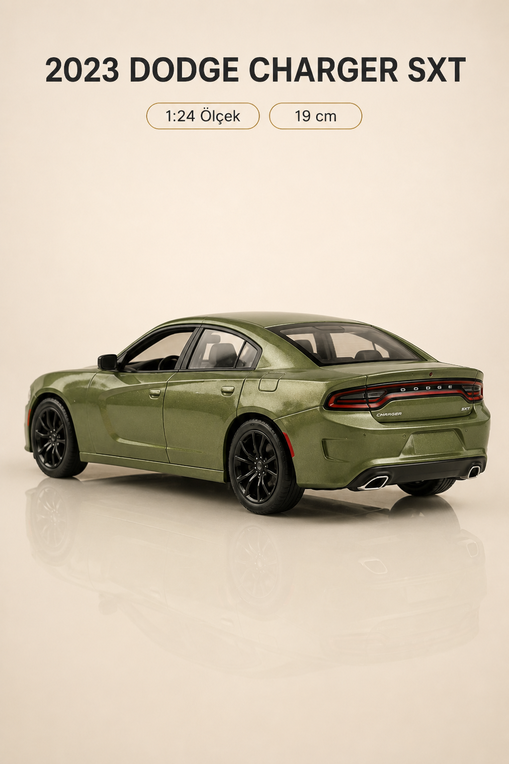 2023 Dodge Charger SXT Yeşil 1:24 Ölçek 19 cm Koleksiyonluk Model Araba