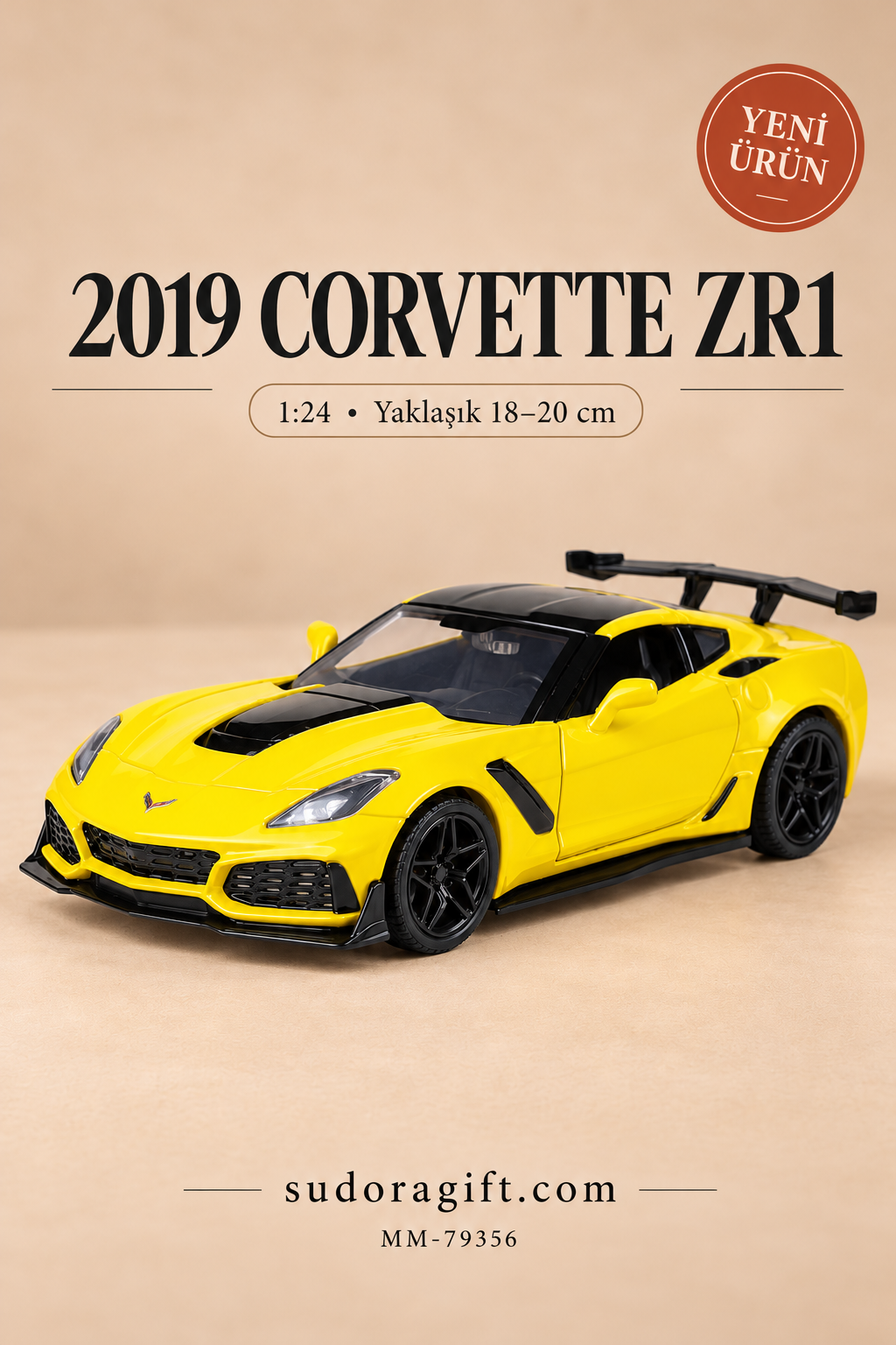 Motormax 2019 Chevrolet Corvette ZR1 1:24 Metal Model Araba