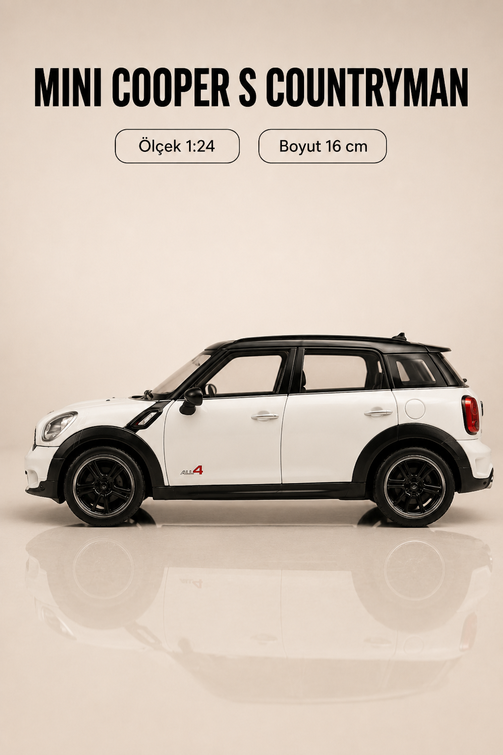 Mini Cooper S Countryman Beyaz 1:24 Ölçek 16 cm Metal Model Araba