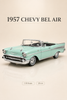 1957 Chevrolet Bel Air Mint Yeşili Cabrio 1:18 Ölçek 28 cm Model Araba