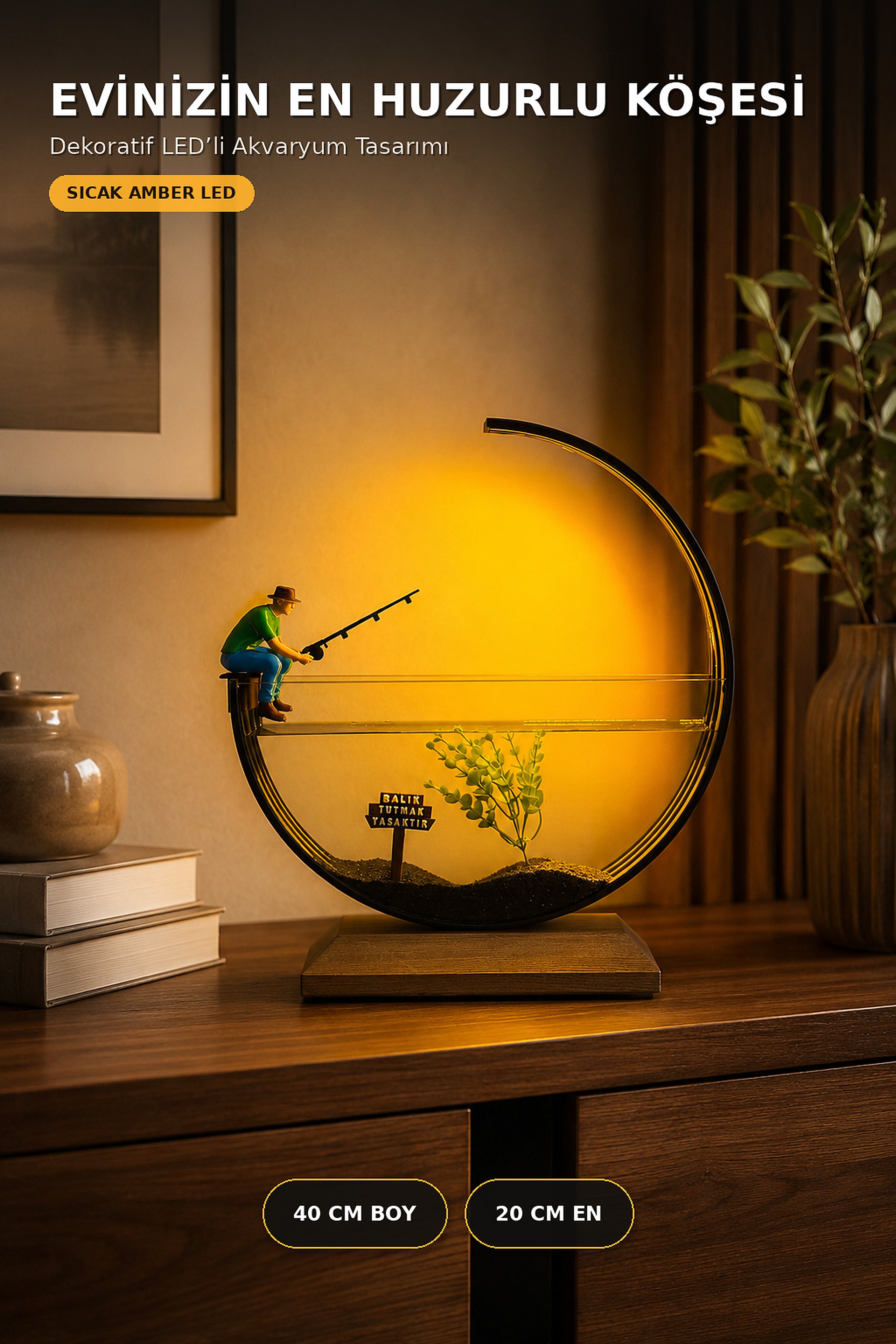 Modern Tasarım Akvaryum - Modern Hediyelik Eşya - Hızlı Teslimat