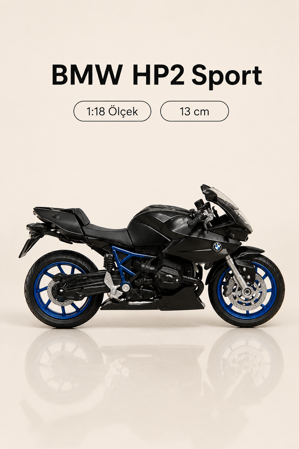 BMW HP2 Sport 1:18 Ölçek Koleksiyonluk Model Motosiklet – 13 cm